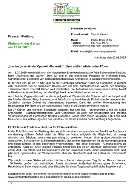 Ein DIN A4 Blatt mit der Pressemitteilung als Foto.
